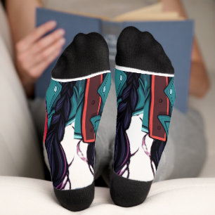 Herbst-Mädchen-Kunstsocken – Cozy Herbst-Ästhetik- Socken