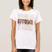 Herbst-Mädchen-Repeating-University-Typografie T-Shirt (Vorderseite)