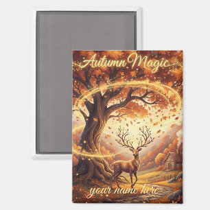 Herbst Magischer Wald Hirsch Personalisierter Magn Magnet