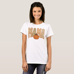 Herbst-Mama-Kürbis-Stickerei T-Shirt