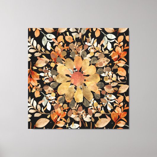 Herbst-Mandala-Blätter Leinwanddruck (Vorderseite)