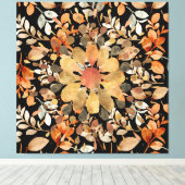 Herbst-Mandala-Blätter Leinwanddruck (Insitu (Holzboden))