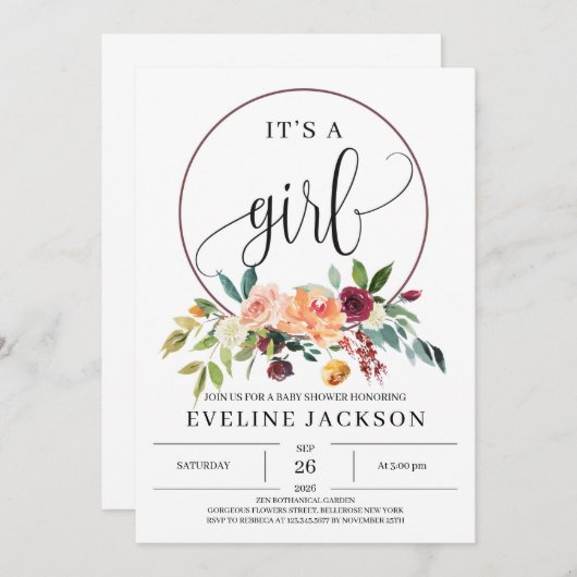 Herbst Marigold Blumendusche einladen Einladung (Vorne/Hinten)