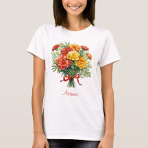 Herbst Marigold Bouquet Red Ribbon T - Shirt