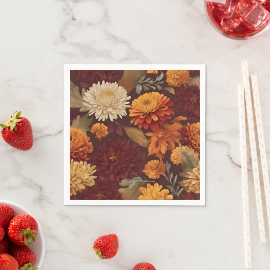 Herbst-Marigolds Chrysanthema und Asters-Muster Serviette (Beispiel)