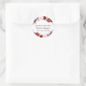 Herbst Marsala Blush Pink Peony Gastgeschenk Hochz Runder Aufkleber (Tasche)