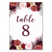 Herbst Marsala Peony Wedding Tischnummer Cards (Rückseite)