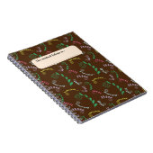 Herbst-Mimosa-Blätter auf Dunkeleiche Notizblock (Rechte Seite)