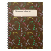 Herbst-Mimosa-Blätter auf Dunkeleiche Notizblock (Vorderseite)