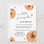 Herbst Minimalistische Pumpkin Baby Dusche Einladung (Vorderseite)