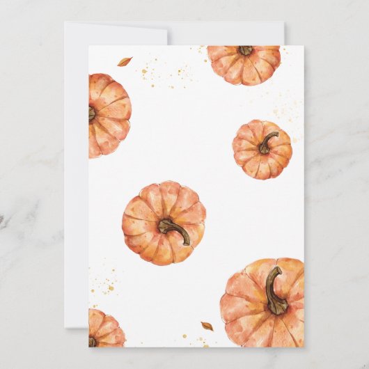 Herbst Minimalistische Pumpkin Baby Dusche Einladung (Rückseite)