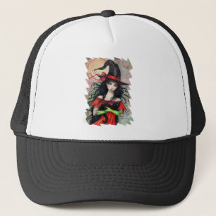 Herbst Mischief Halloween Hexe und Balck Cat Truckerkappe