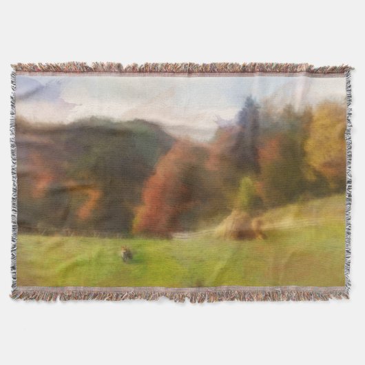 Herbst mit Bergfocken und Haystack Wasserfarbe Decke (Vorderseite)