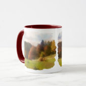 Herbst mit Bergfocken und Haystack Wasserfarbe Tasse (Vorderseite Links)