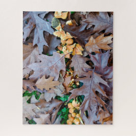 Herbst mit gelben Pilzen und braunen gefallenen Bl Puzzle
