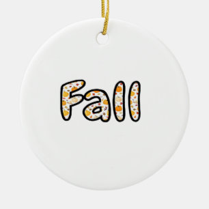 Herbst mit Kürbishintergrund Herbstsaison Druckbar Keramik Ornament
