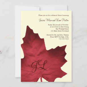 Herbst Mit Monogramm Probe Dinner Einladung (rot)