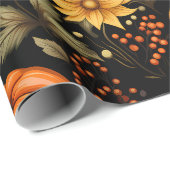 Herbst mit Sonnenblumen, Kürbissen und boho Floral Geschenkpapier (Rolleneckpunkt)