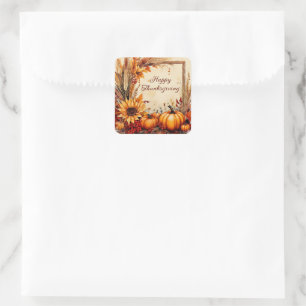 Herbst Mix Frame Erntedank Quadratischer Aufkleber