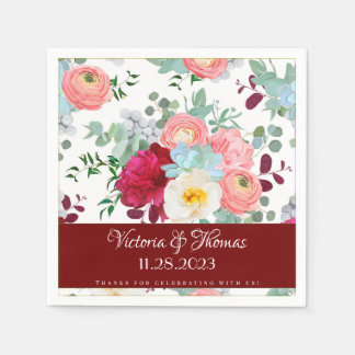 Herbst Mix Wild Rose Ranunculus Peony Wedding Serviette