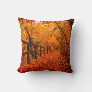 Herbst Moderne Blätter Orange Rustikal Kissen