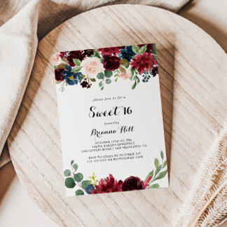 Herbst Moderne Kalligraphie Süße 16 Geburtstagspar Einladung