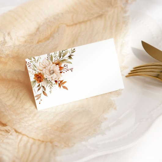 Herbst Moderne Orangenhochzeit Platzkarte