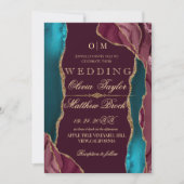 Herbst Moderne Rot-Grün-Goldmedaille Hochzeit Einladung (Vorderseite)