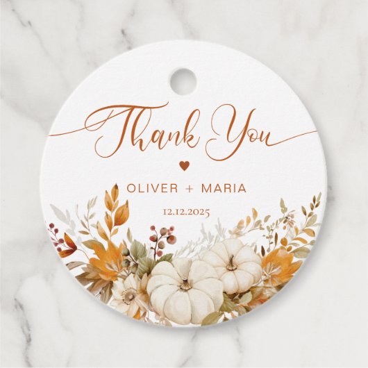 Herbst Moderne Terracotta Wedding Vielen Dank Geschenkanhänger (Vorderseite)