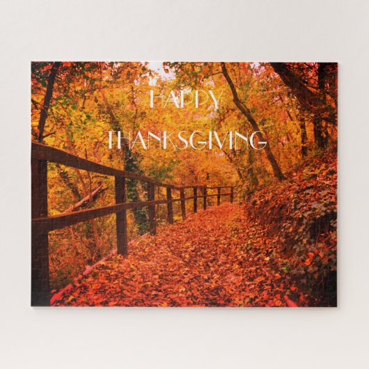 Herbst Moderne Thanksgiving-Blätter Orange Jigs Puzzle (Horizontal)