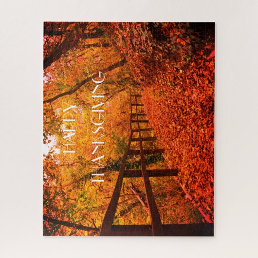 Herbst Moderner Erntedank Blätter Orange Jigs Puzzle (Vertikal)
