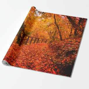 Herbst Moderner Geschenkpapier Blätter Orange
