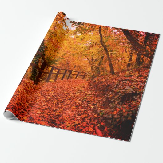 Herbst Moderner Geschenkpapier Blätter Orange (Ungerollt)