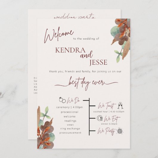 Herbst Modernes Blumenzeremonie-Programm (Vorne/Hinten)