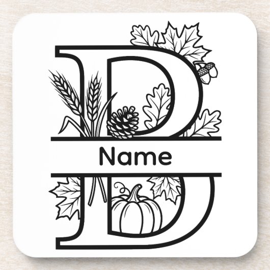 Herbst-Monogramm "B" Getränkeuntersetzer (Vorderseite)