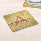 Herbst - Monogramm-Blätter der Herbstfamilie Rechteckiger Pappuntersetzer (angewinkelt)