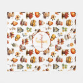 Herbst Monogramm Name Fleece Blankon (Vorderseite (Horizontal))