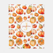Herbst Monogramm Name Pumpkins Fleece Blankon (Vorderseite)