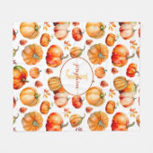 Herbst Monogramm Name Pumpkins Fleece Blankon (Vorderseite (Horizontal))