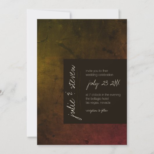 Herbst Moody Dark Modern Wedding Einladung (Vorderseite)