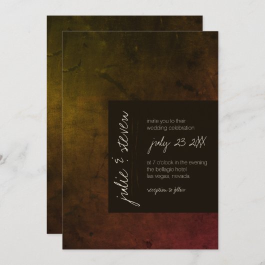 Herbst Moody Dark Modern Wedding Einladung (Vorne/Hinten)