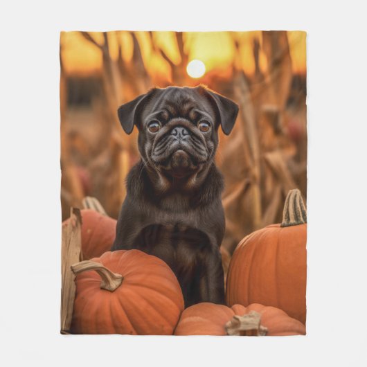 Herbst-Mops Fleecedecke (Vorderseite)