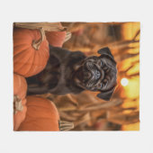 Herbst-Mops Fleecedecke (Vorderseite (Horizontal))