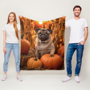 Herbst-Mops Fleecedecke