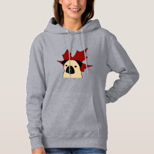 Herbst-Mops mit Blätter, Pumpkins und Sonnenblumen Hoodie