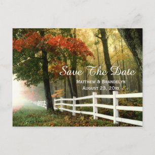 Herbst-Morgen Save the Date Wedding Postkarte