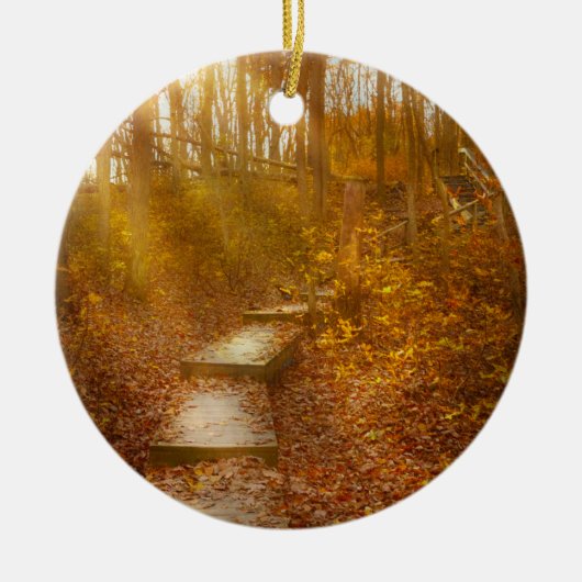 Herbst - Morgenwanderung Keramik Ornament (Vorne)