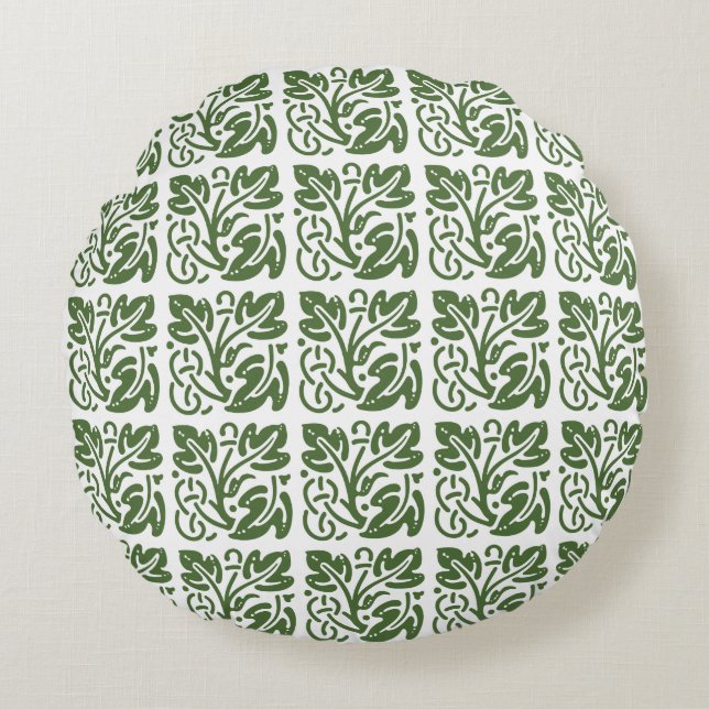 Herbst-Muster/Multi-Blatt/Grün Rundes Kissen (Vorderseite)