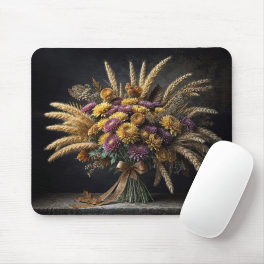 Herbst-Mutter-Blumenstrauß mit Weizenstängeln Mousepad (Mit Mouse)