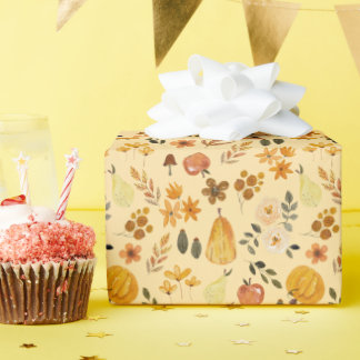 Herbst-Nahtloses Muster Kürbis und Herbstblätter Geschenkpapier